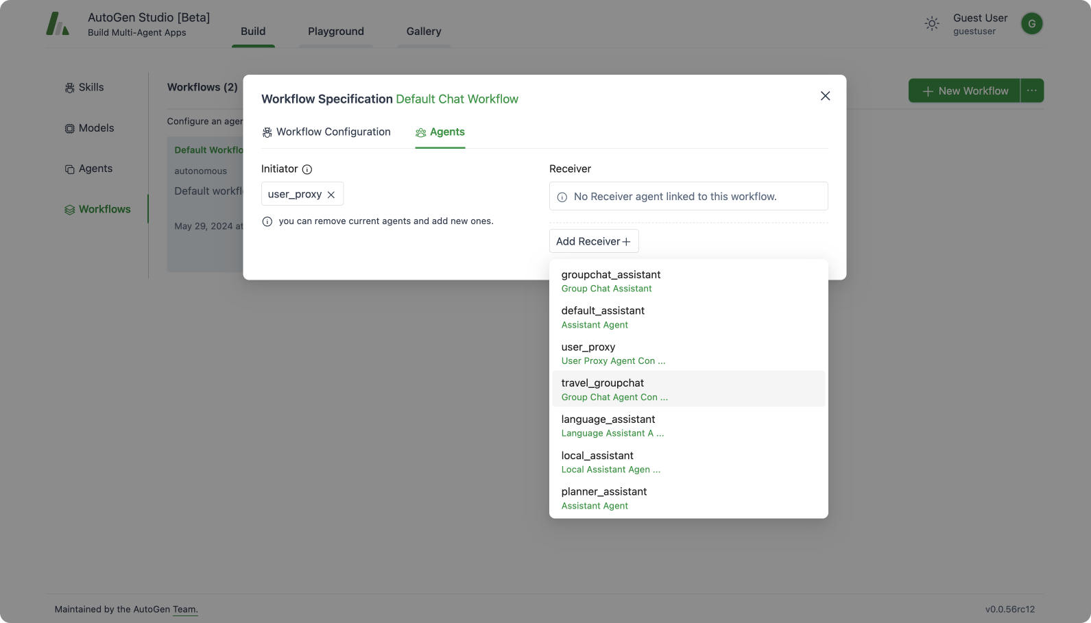 AutoGen Studio Autonomous Chat Workflow